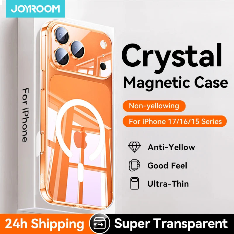 Funda magnética Joyroom para iPhone 17 16 Pro Max, funda transparente antiamarilla para iPhone 17 Pro, funda fina con cargador inalámbrico