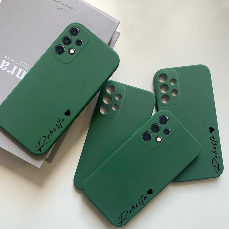 Funda A54 A53 A52 A32 5G 4G con nombre personalizado, funda de silicona líquida suave de lujo para Samsung Galaxy A53 A52S A32 A13 5G - imagen 4