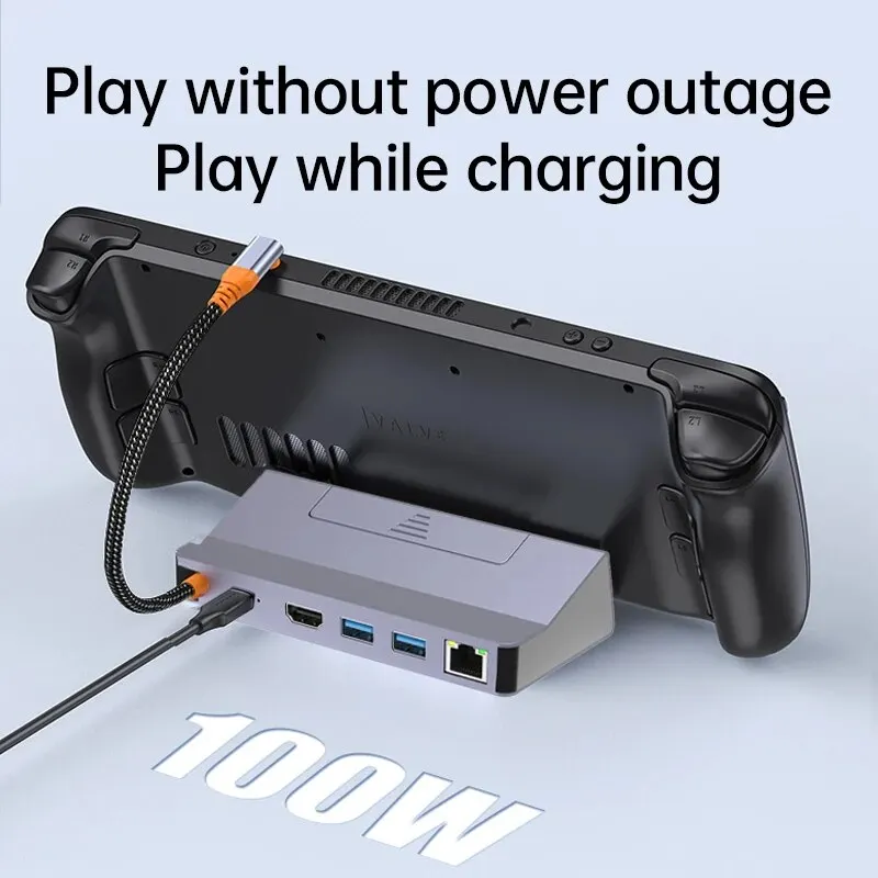 Typec Five en One Hub Docking Station Hdmi4K admite PD adecuado para interruptor de vapor de computadora con puerto de cable de red - imagen 4