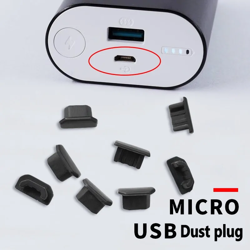 Tapones antipolvo micro USB (1-10 piezas) - Cubierta de puerto de carga antipolvo de silicona suave para teléfono Android/portátil/banco de energía, tamaño preciso - imagen 5