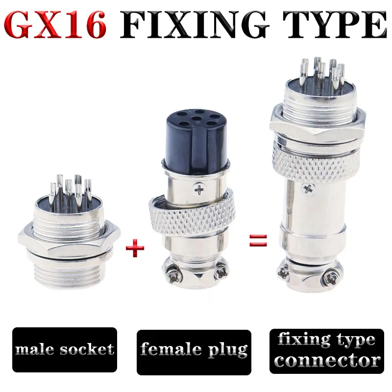 Enchufe de aviación GX16, enchufe de aviación de metal pequeño, terminal de cable eléctrico de 2/3/4/5/6/7 pines, tipo fijo y b - imagen 4