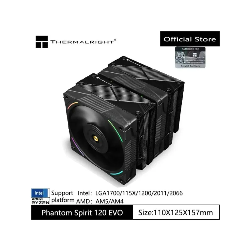Thermalright Phantom Spirit 120 EVO radiador de doble torre CPU enfriador de aire disipador de calor 7 heatpipes compatible con 1700/115X/AM5/AM4