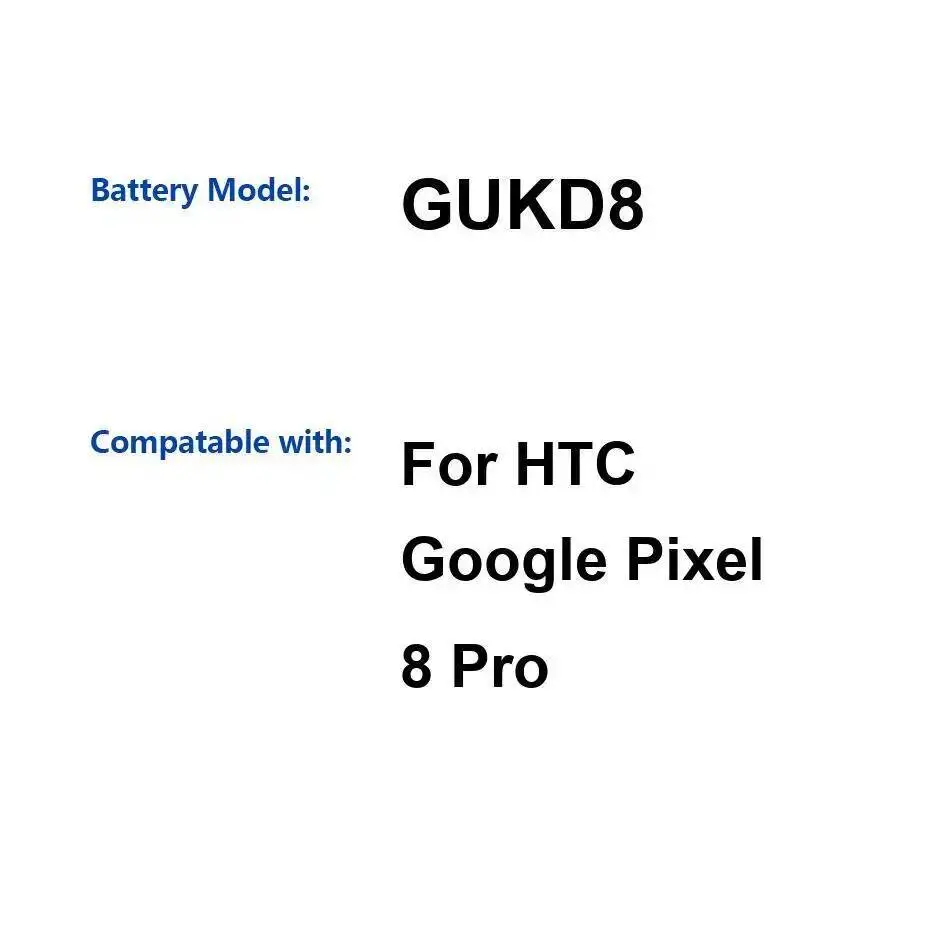 Batería de teléfono móvil potencia confiable GUKD8 5050Mah para Htc Google Pixel 8 Pro respetuoso con el medio ambiente
