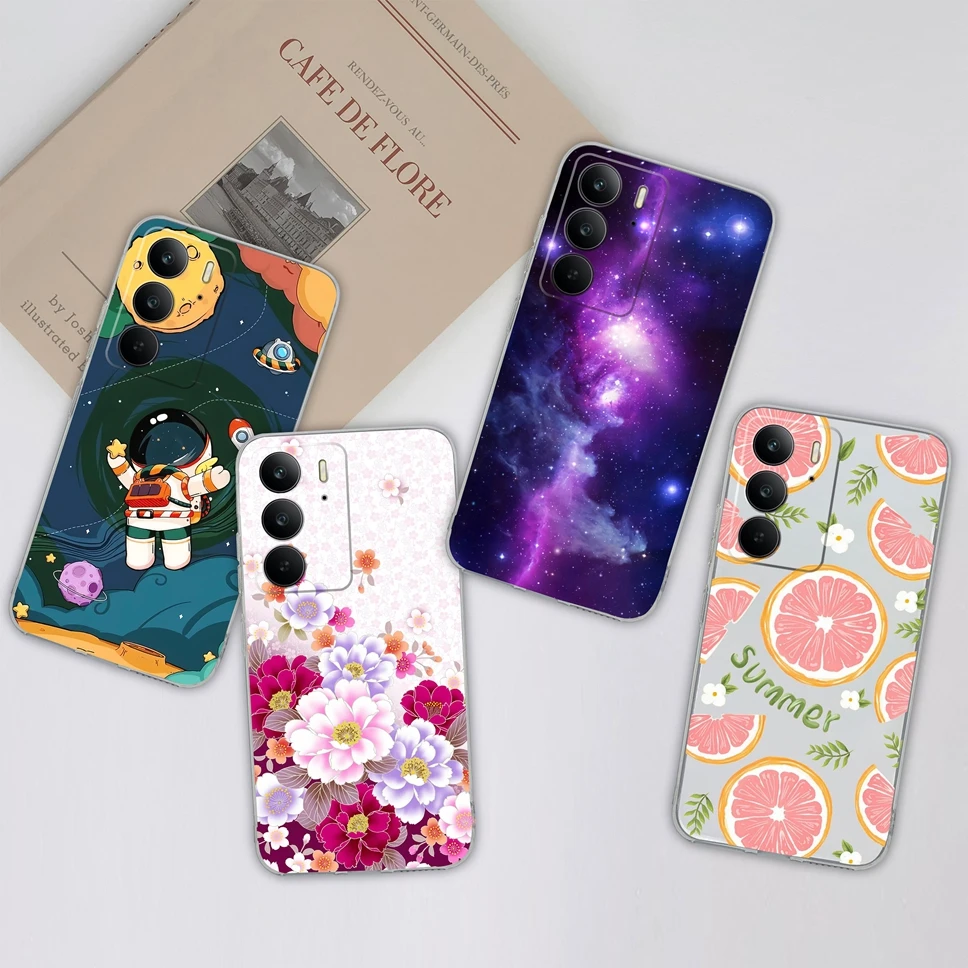 Funda de teléfono para Realme C75 4G, Fundas protectoras transparentes de silicona TPU suave con bonita flor a prueba de golpes para Oppo RealmeC 75 - imagen 4