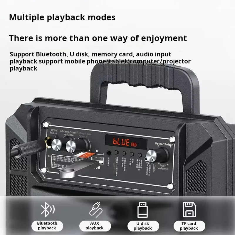 Altavoz Bluetooth de 300W, Subwoofer de 6,5 pulgadas, altavoz de Karaoke, Pilar para exteriores, altavoz de baile cuadrado multifuncional móvil, TF, AUX, USB - imagen 4