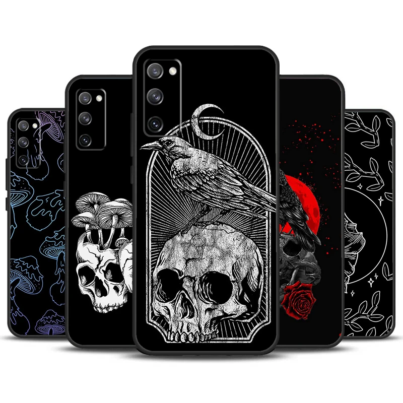 Funda de teléfono gótica con calavera Creepy para Samsung Galaxy S23, S24 Ultra, S22, S20, S21, FE, Note 20, 10, S8, S9, S10 Plus