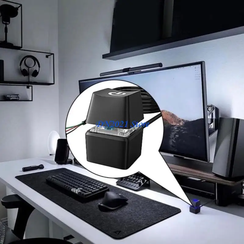 F3KE Internet Cafe Desktop Botón encendido Cambia extensión con luces LED colordul para computadora base placa - imagen 5