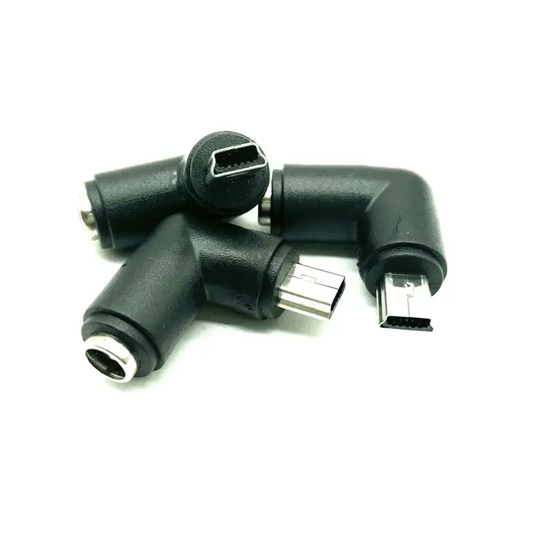 Convertidor de conector de alimentación CC, 5V, 5,5x2,1mm, hembra a curva izquierda de 90 grados, Mini USB macho, adaptador USB para teléfonos de ordenador - imagen 2