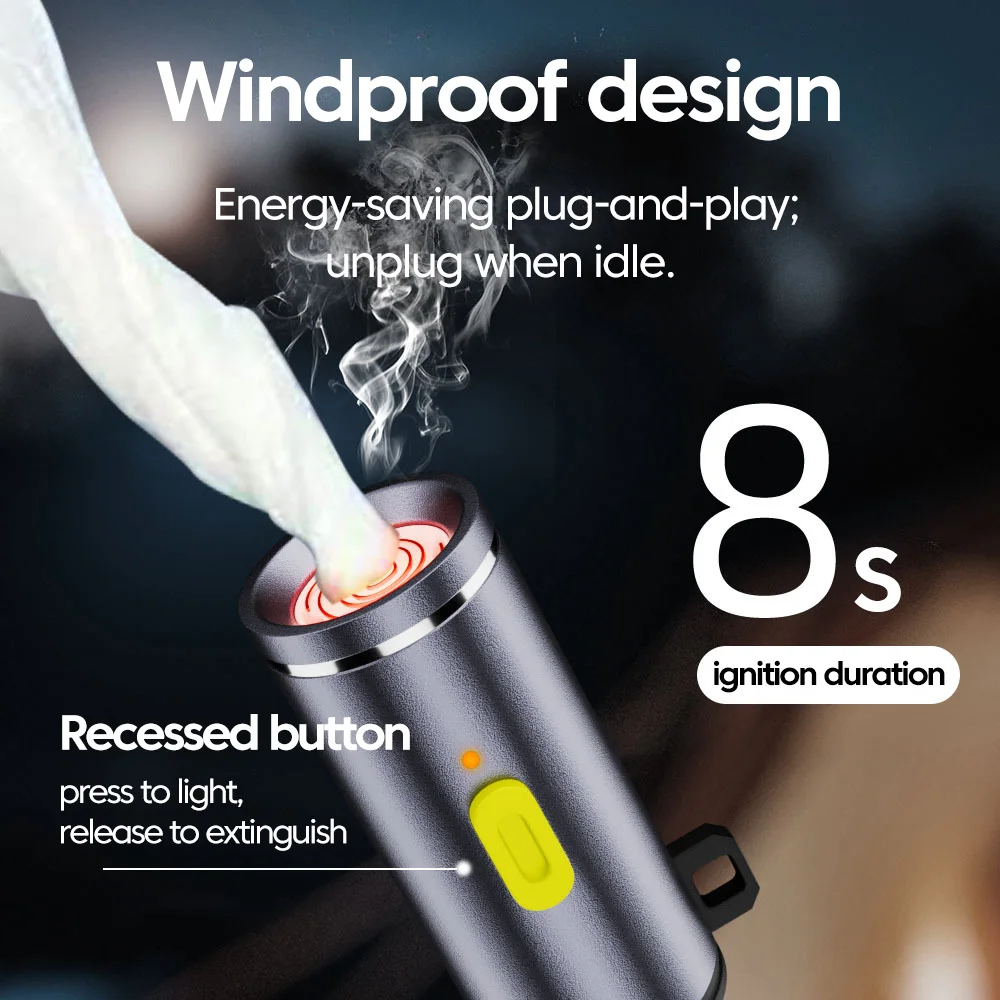 Mini encendedor de cigarrillos tipo C, encendedor de cigarrillos femenino tipo C, encendedor de seguridad para exteriores, encendedor de cigarrillos USB-C portátil - imagen 3