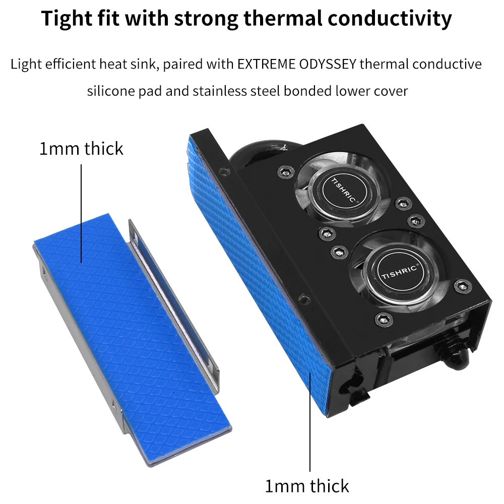 TISHRIC disipador de calor de disco duro RGB M.2, Conector de 3 pines, Enfriador de HDD, tubo de calor de alta conductividad, ventilador de refrigeración RGB - imagen 4