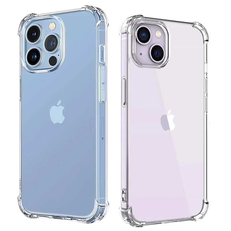 Funda de teléfono transparente a prueba de golpes para iPhone 15 14 11 13 12 Pro Max 7 8 Plus X XR XS protección de silicona suave accesorios transparentes