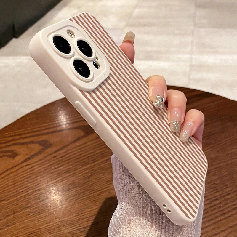 Funda de teléfono anticaída pintada a rayas rosas para Xiaomi Redmi Note 14 Pro Plus 5G 14 13 12 12S 11 10 14C 13C 12C cubierta de parachoques de caramelo - imagen 3