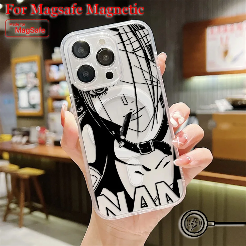 Funda de teléfono magnética Anime Nanas Osaki Line Magsafe para Samsung Galaxy S25 S24 S23 S22 S21 S20 FE Plus Ultra 5G, funda transparente de TPU - imagen 5