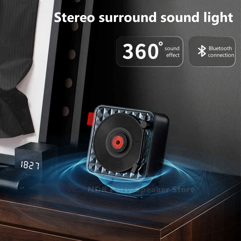 Nuevo regalo de Festival de moda, reproductor de vinilo con ondas, minialtavoces inalámbricos Bluetooth con ruido blanco, luz RGB, altavoz de ayuda para dormir - imagen 4