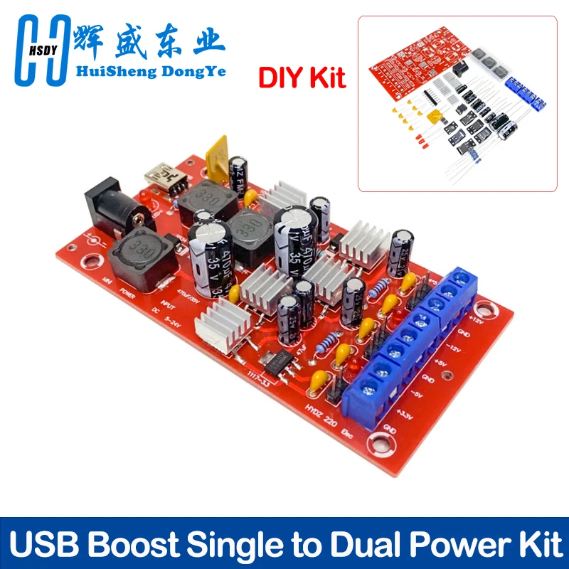5 -24V a ±12V ±5V 3,3 V Mini USB fuente de alimentación Dual Boost módulo de una sola vuelta regulador lineal fuente de alimentación Kit de bricolaje
