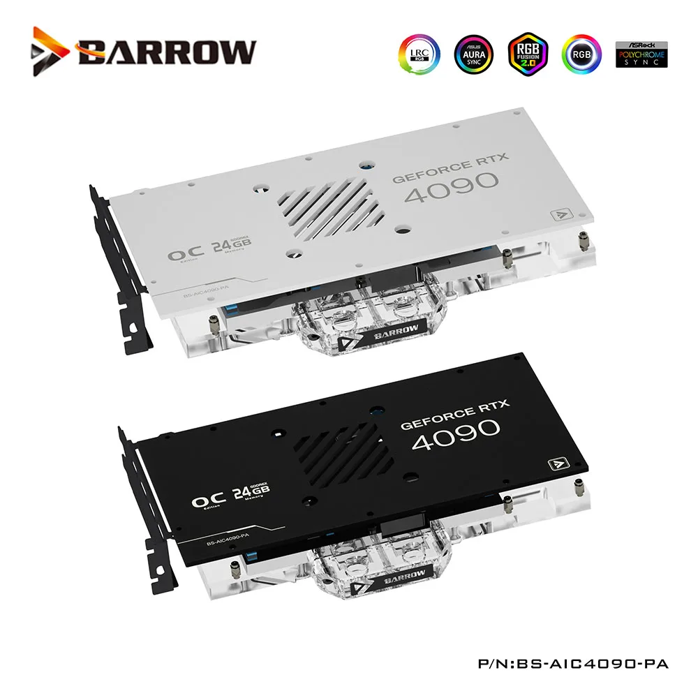 Barrow GPU bloque de agua para ZOTAC RTX 4090 TRINITY OC,AMP EXTREME AIRO, enfriador de tarjetas Manli Gallardo con placa posterior, BS-AIC4090-PA