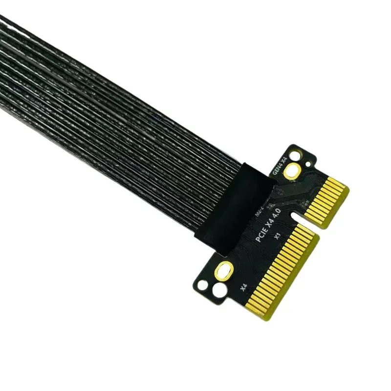 Cable de extensión vertical PCI-E 4,0 4X a 16X blindado PCI Express GEN4 PCIe X4 a X16 Cable extensor 90 adaptador elevador SSD GPU en ángulo - imagen 5