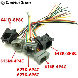 5 uds 616E 623K 616M 641D 648K 4P4C 6P4C 6P6C 8P8C RJ11 \ RJ12 \ RJ45 toma de teléfono hembra para teléfono de Internet con Cable 15cm
