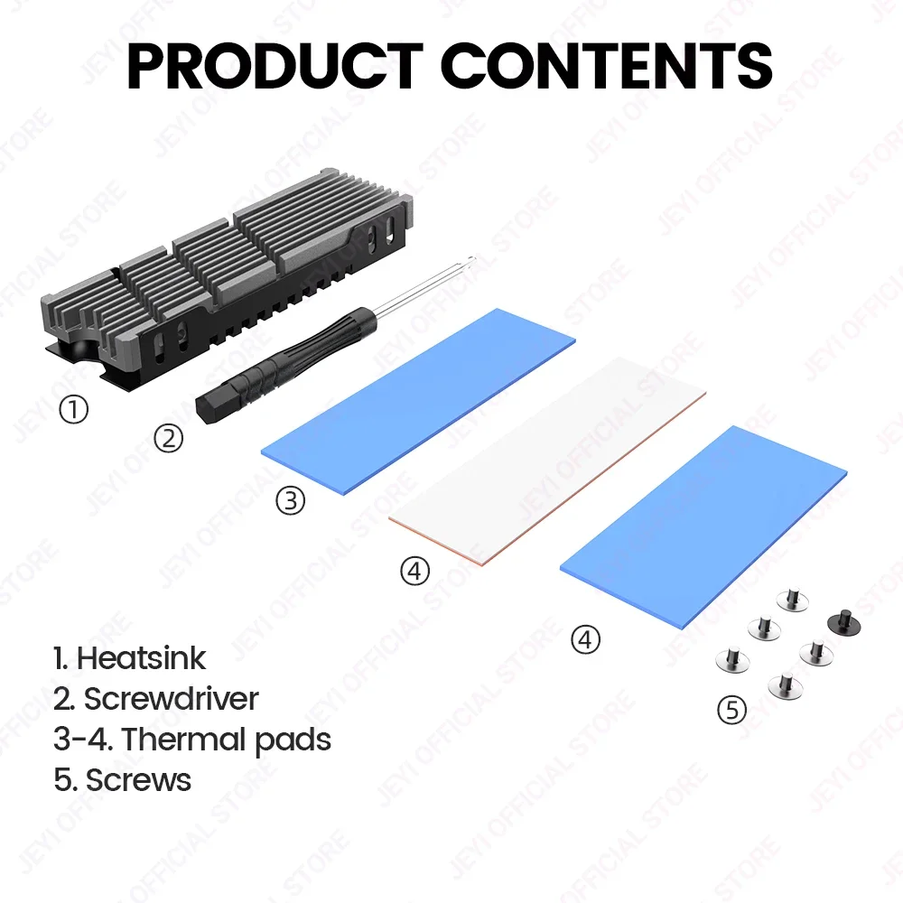 JEYI Cooler II 2280 Disipador para SSD M.2 NVMe – Aleación Mg/Al - imagen 5
