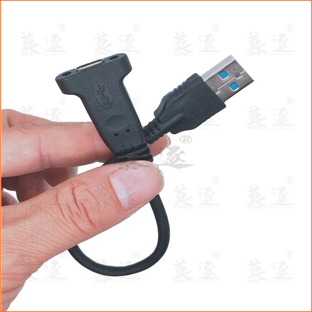 0,2 M USB 3,0 A macho a USB 3,1 tipo C tipo c USB-C hembra HDD Cable de conexión de datos de carga 20 cm con orificio para tornillo de montaje en Panel