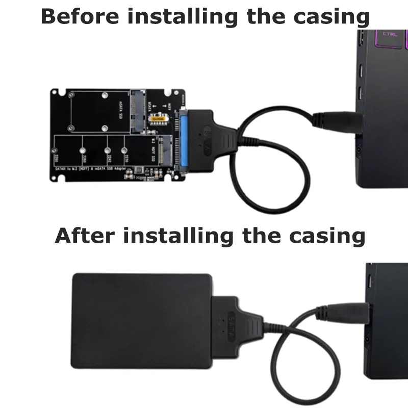 Con cable Sata Dual NGFF MSATA B Key/B&M Key SSD a 2,5 "III Adaptador convertidor Max 4TB compatible con 2230 2242 2260 2280 SSD - imagen 3