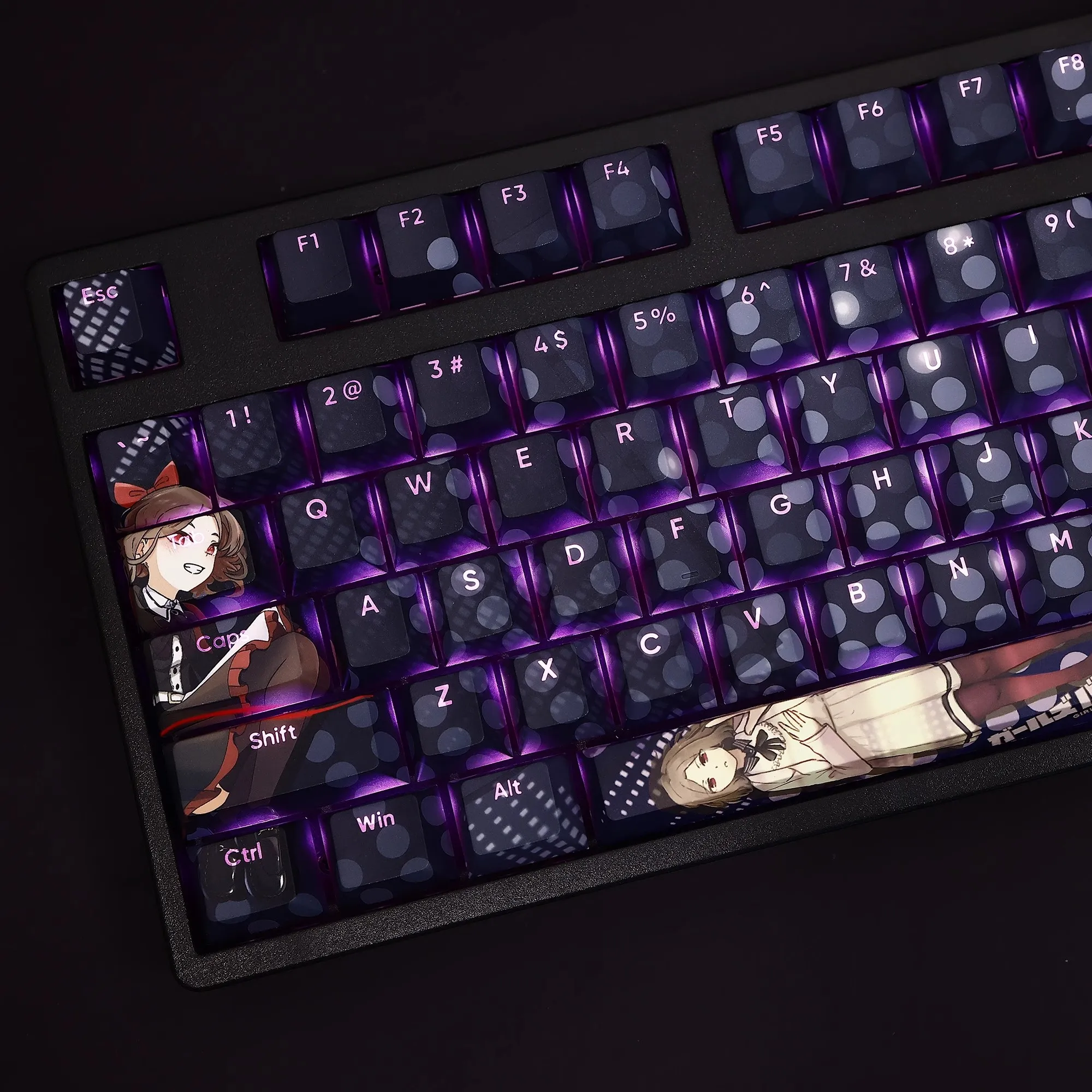108 teclas/juego GIRLS BAND CRY Keycap PBT tinte subcama retroiluminado Keycaps dibujos animados Anime Gaming Key Caps para ANSI 61 87 104 108 diseño - imagen 3
