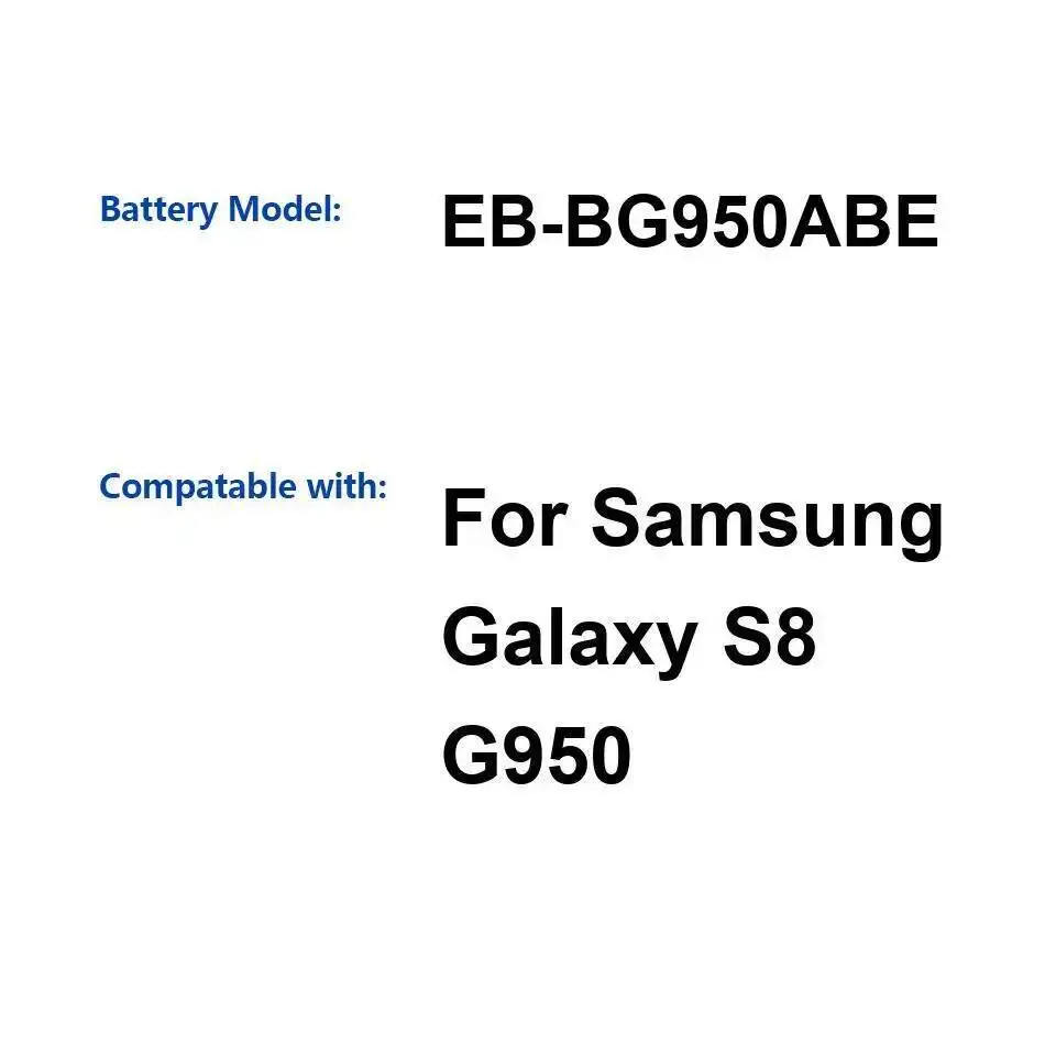 Batería de teléfono móvil 3000Mah para Samsung Galaxy S8 G950 EB-BG950ABE reemplazo confiable