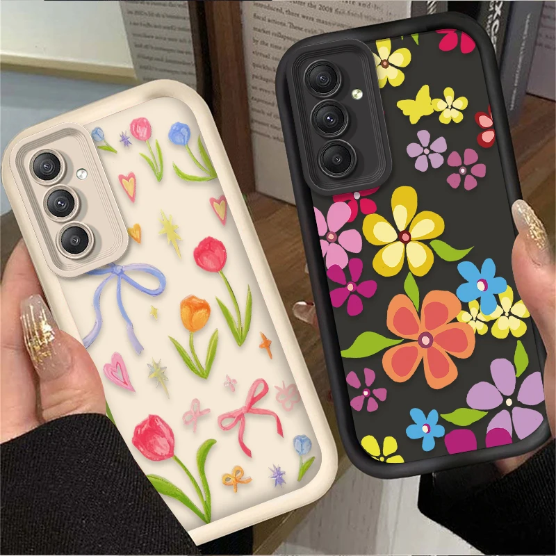 Funda blanda con gráfico de flores de Color para Samsung Galaxy A35 A55 A15 A25 A16 A06 A05 A05S A24 A13 A23 A12 A22 A32 A52 A71 A51 4G - imagen 3