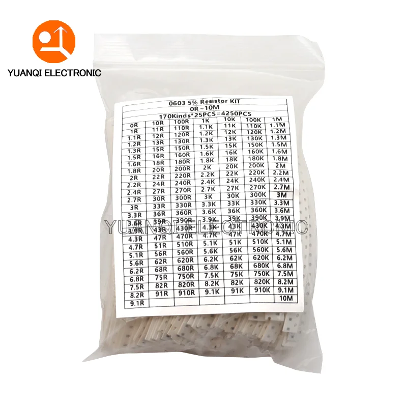 Kit surtido de resistencias de Chip SMD, conjunto de muestras de resistencia, 0R - 10M ohm, 5% valores, 0402, 0603, 0805, 1206 - imagen 2