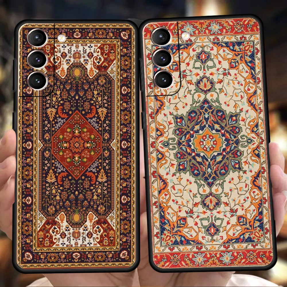 Funda de teléfono con patrón Floral persa para Samsung Galaxy S25 Edge S24 S23 S22 Ultra S20 S21 FE 5G S10 S9 Plus S10E, funda suave