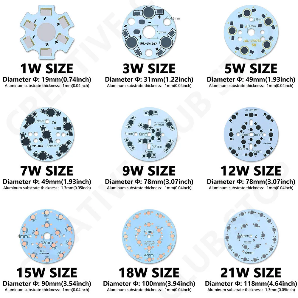 10 Uds. Placa LED PCB placa Base redonda de aluminio disipador de calor 9W 12W 15W 18W 21W 24W sustrato disipador de calor de refrigeración para cuentas de lámpara LED DIY - imagen 5