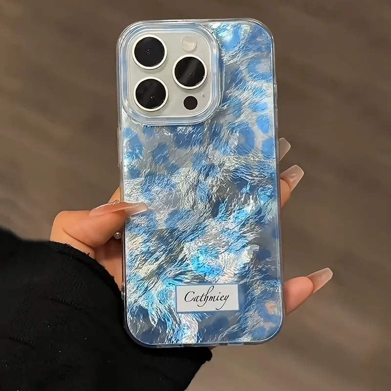 Para iPhone 17 16 15 14 13 12 11 Pro Max funda de silicona con estampado de leopardo azul para iPhone XS Max XR X 7 8 Plus 16E 17 Fundas de aire - imagen 4