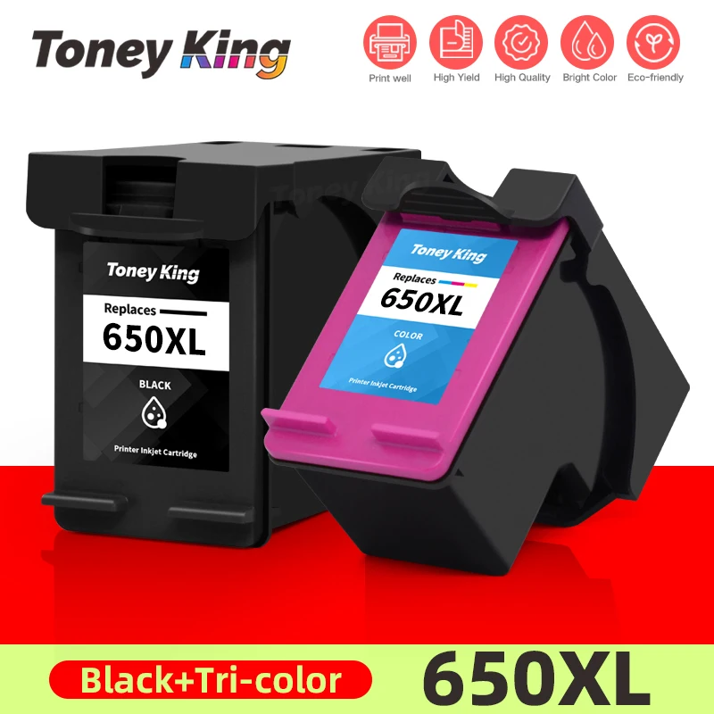 TONEY-cartucho de tinta KING 650XL, repuesto para impresora HP 650 XL, HP650 Deskjet 1015, 1515, 2515, 2545, 2645, 3515, 3545, 4515, 4645