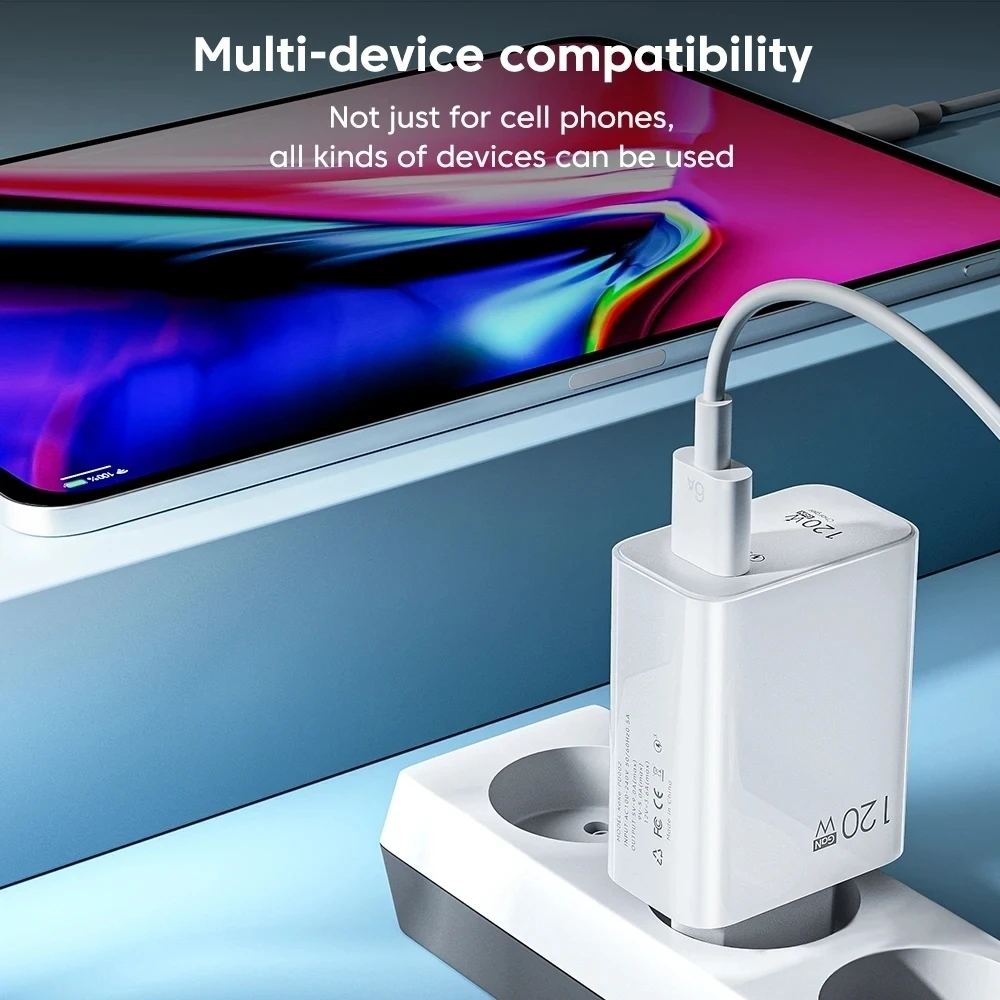Xiaomi 120w GaN cargador QC 5,0 carga rápida PD 25W USB tipo C cargador para IPhone Samsung adaptador de cargador de pared rápido enchufe de EE. UU. UE - imagen 5
