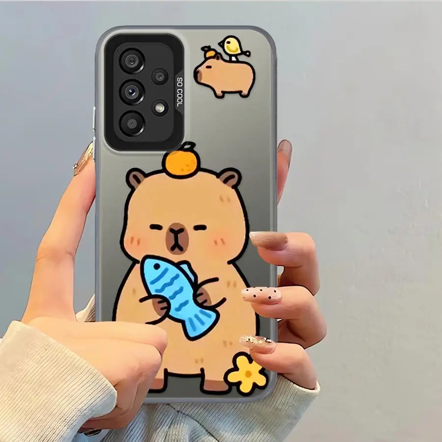 Funda trasera de teléfono para Samsung Galaxy A13 A20s A16 A02 A11 A14 A04e A03 A15 A06 A12 A50 Capibara dibujos animados lindo - imagen 4