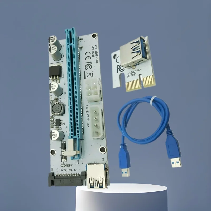 008S 4 pines/6 pines/SATA PCIe 1X a 16X Express Riser tarjeta gráfica PCI-E Riser extensor 60cm Cable USB3.0 para tarjeta de vídeo minería