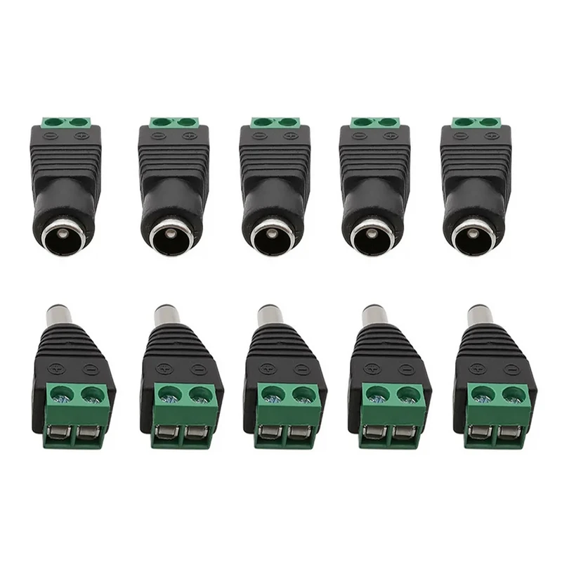 5 pares 5,5x2,1mm 5,5x2,5mm DC macho hembra conector de clavija de alimentación adaptador de enchufe para tira LED cámara CCTV