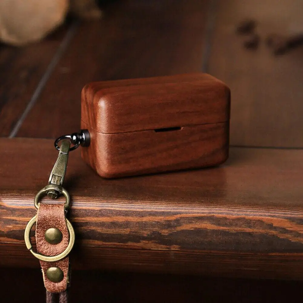 Funda de madera maciza para auriculares Sony WF-1000XM5, protector de auriculares Bluetooth con cordón, cubierta para WF-1000XM4 - imagen 2