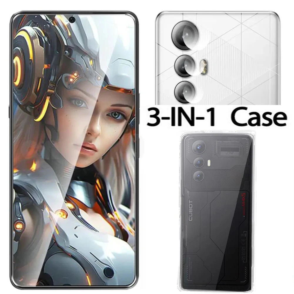 Funda 3 en 1 + cristal templado para cámara Cubot Max 5, Protector de pantalla de cristal para Cubot Max 5 - imagen 2