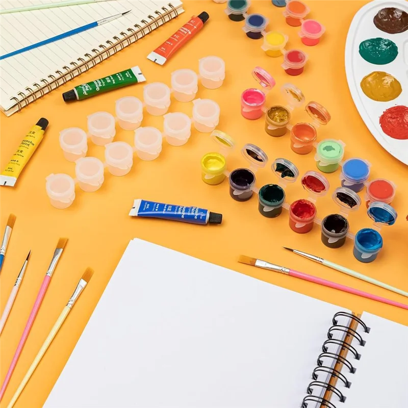 Bote de pintura Superior con tapa y pinceles, recipientes de pintura vacíos con tapas, para niños, aulas, escuelas, arte - imagen 2