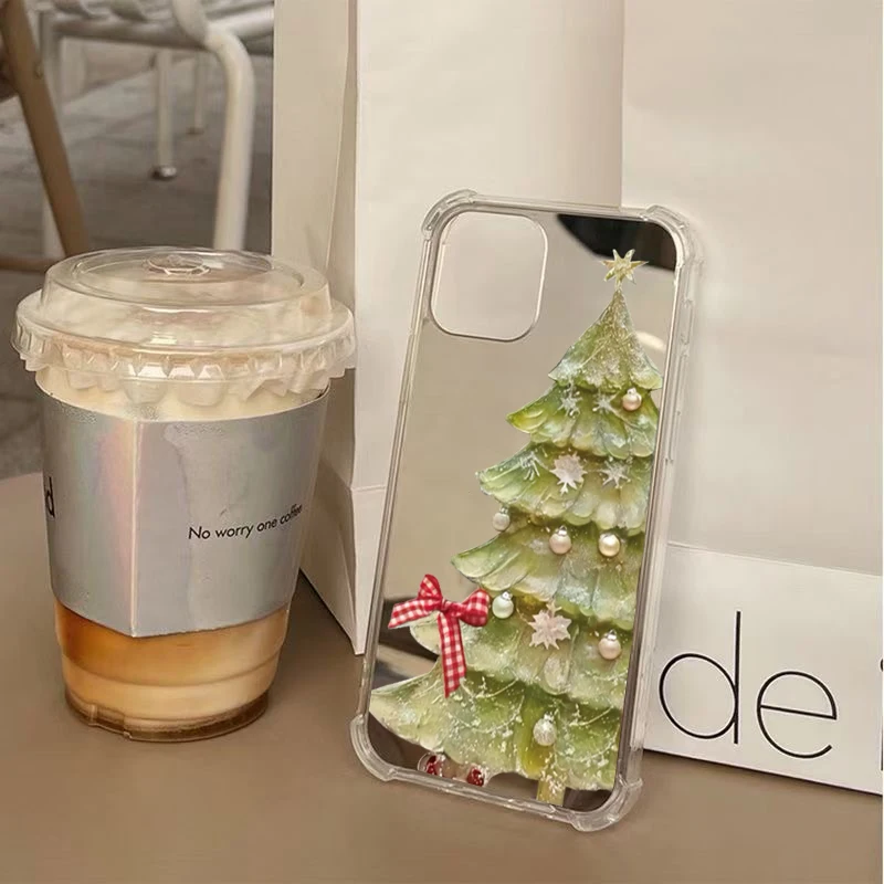 Funda de teléfono acrílica con diseño de árbol de Navidad de cristal para iPhone 17 16 15 14 13 12 11 Pro Max XS X XR 7 8 Plus - imagen 2