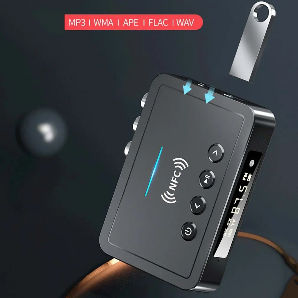 Receptor y transmisor de Audio compatible con Bluetooth NFC, conector auxiliar RCA de 3,5mm, adaptador inalámbrico de música USB para coche, PC, TV y auriculares - imagen 3