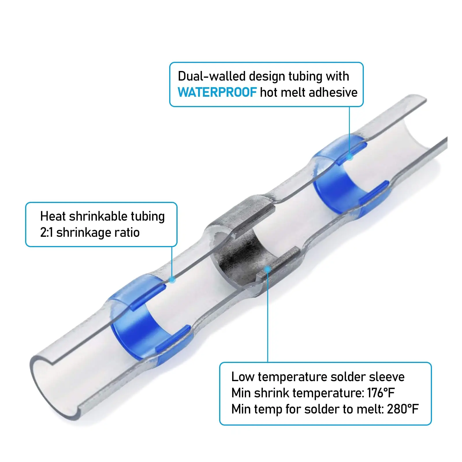 100 Uds conector de cable de sellado de soldadura, conector de acoplamiento termorretráctil, cableado impermeable marino, terminal de empalme de cable eléctrico - imagen 4