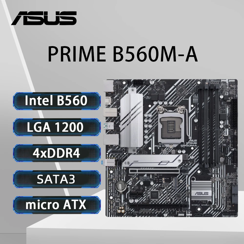 Placa base ASUS PRIME B560M-A LGA 1200 compatible con i9-10900K i7-10700 i5-10600KF i5-10400F i5 10400F CPU DDR4 M.2 RGB HDMI mATX