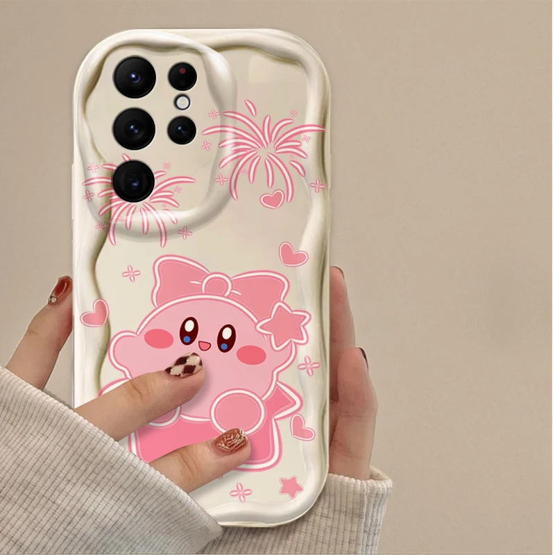 Precioso dibujo animado k-kirby 3D Wave funda para Samsung Galaxy S24 Ultra S23 S22 Plus S21 S20 FE A25 A55 A35 A15 A16 A05 A05S A06 - imagen 5