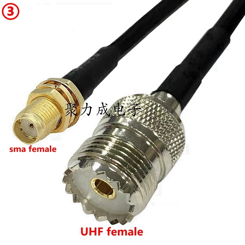 UHF SO239 hembra a SMA engarzado para conector de extensión de Cable RG58 RPSMA a SO239 UHF hembra engarzado para RG58 entrega rápida latón RF - imagen 4