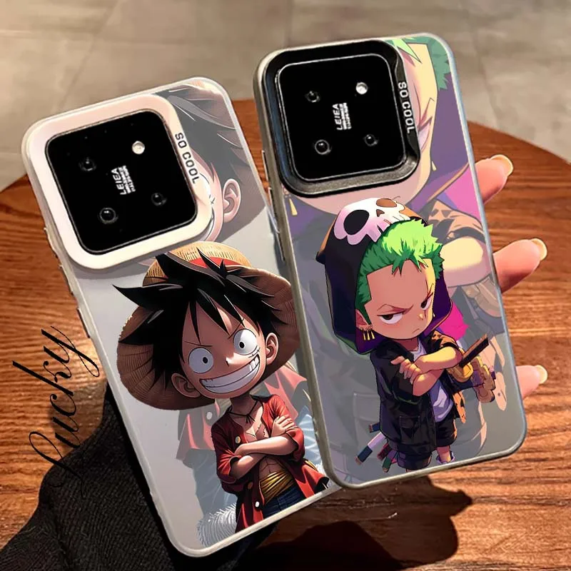 Funda de dibujos animados Zoro Luffy para Xiaomi Mi 14 14T 13 13T 12 12T 12X 12S 11 11X Lite Pro funda de teléfono plateada de color Ultra mate