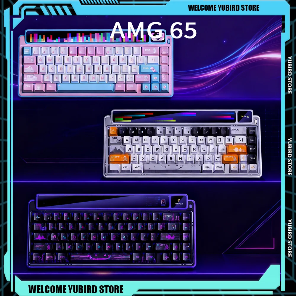 LEOBOG AMG65 Teclado mecánico con pantalla LED TFT 3 modos inalámbrico 2,4G RGB retroiluminado teclado para juegos de intercambio en caliente regalos para jugadores de PC