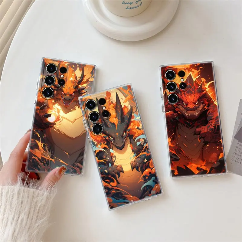 Funda de teléfono CHARIZARD CHARMELEON Pokemons para Samsung Galaxy S25 S24 S23 S22 S20 Ultra S10 S25 Plus S21 FE Note 10 20 cubierta transparente - imagen 2
