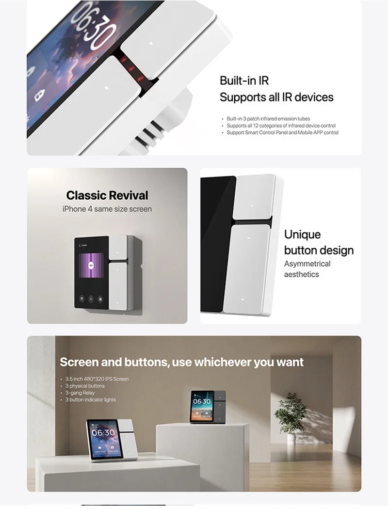 Tuya zigbee WiFi panel de control de 3,5 pulgadas interruptores táctiles de pared automatización pantalla LCD 3 relés 3 botones físicos Bluetooth IR remoto - imagen 5